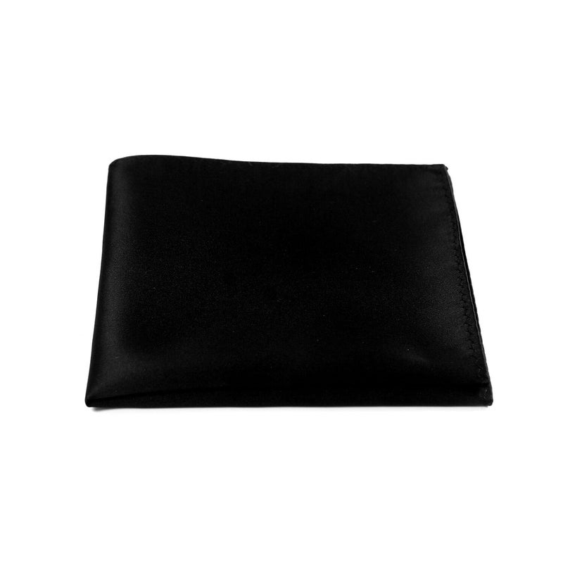 fortunatever Mens Solid Satin Pocket Square(Black) - Image 3